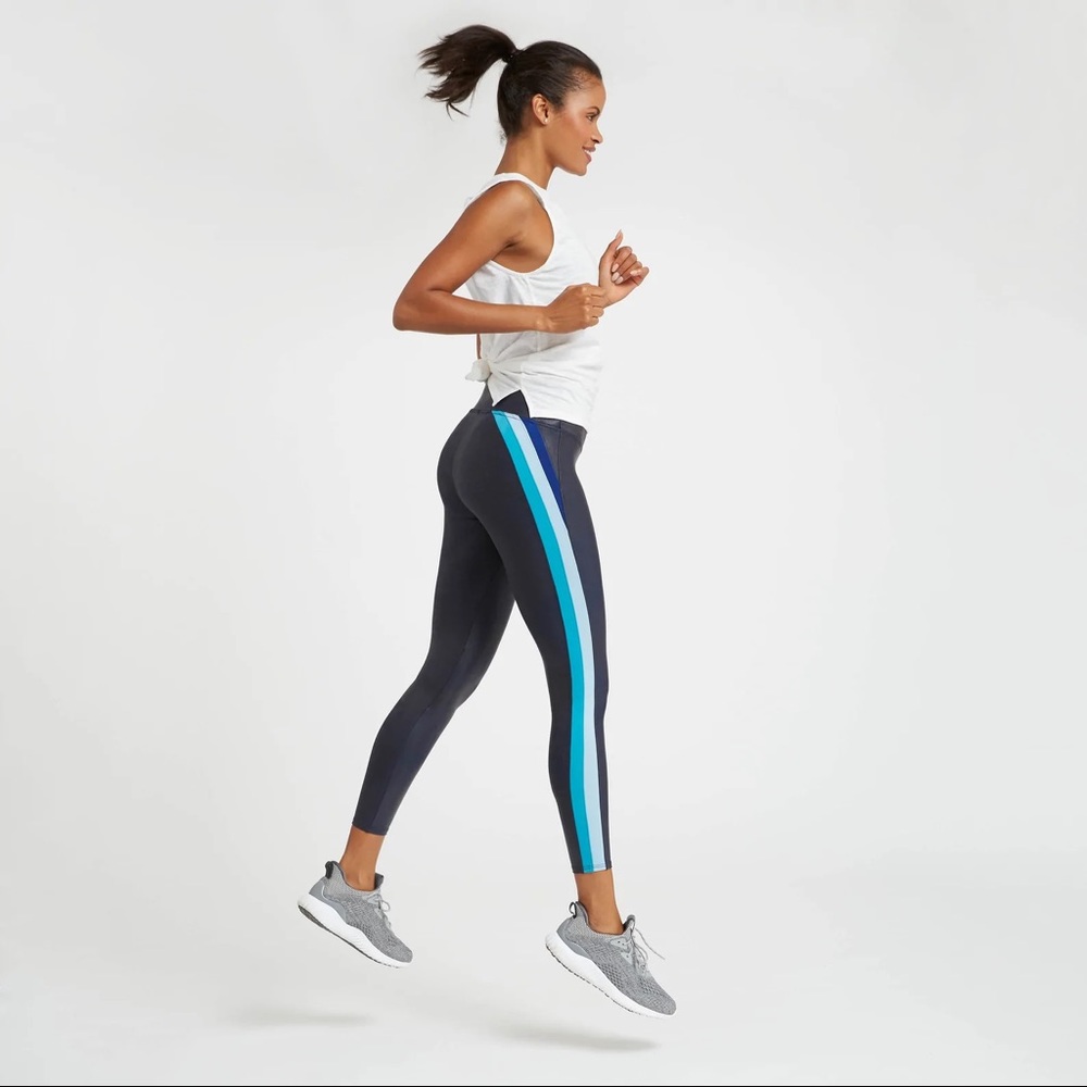 SPANX Faux Leather Track Stripe 7/8 Leggings